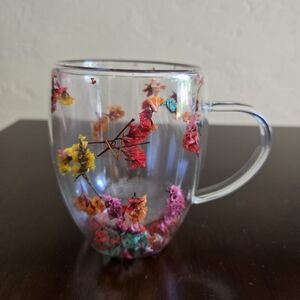 Floral Double-Walled Glass Mug